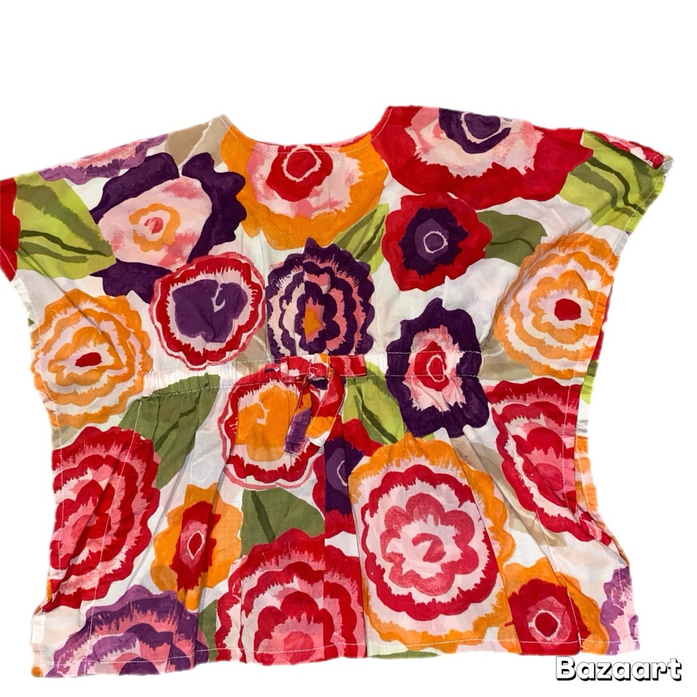 Crazy 8 Girl’s Floral Vintage Tunic Tight Waist With Bow 100% Cotton Size 7-8